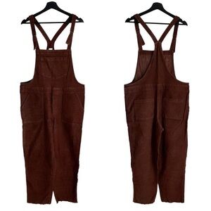 Aerie Corduroy Overalls Dungarees Jumpsuit Romper Brown Large XL Boho Casual